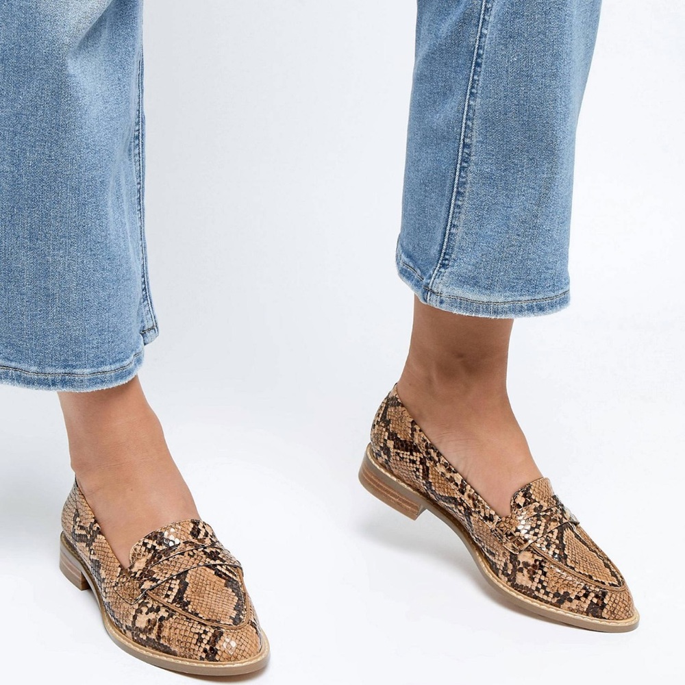 ASOS wide fit leather loafers snake